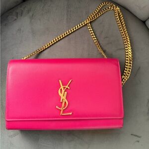 YSL Kate Medium Barbie Pink Grained Leather Crossbody Bag